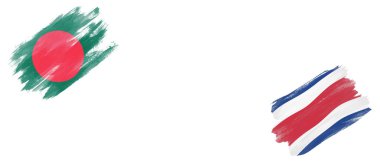 Beyaz Arkaplanda Bangladeş ve Kosta Rika Bayrakları