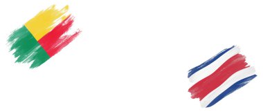 Beyaz Arkaplanda Benin ve Kosta Rika Bayrakları