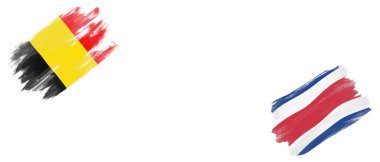 Beyaz Arkaplanda Belçika ve Kosta Rika Bayrakları