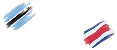 Beyaz Arkaplanda Botswana ve Kosta Rika Bayrakları