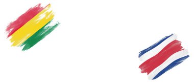 Beyaz Arkaplanda Bolivya ve Kosta Rika Bayrakları