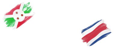 Beyaz Arkaplanda Burundi ve Kosta Rika Bayrakları