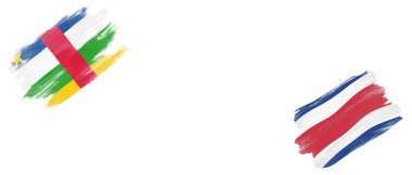 Beyaz Arkaplanda Orta Afrika Cumhuriyeti ve Kosta Rika Bayrakları