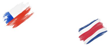 Beyaz Arkaplanda Şili ve Kosta Rika Bayrakları