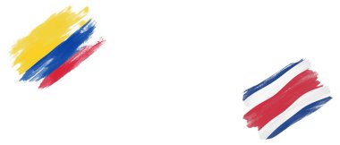 Beyaz Arkaplanda Kolombiya ve Kosta Rika Bayrakları