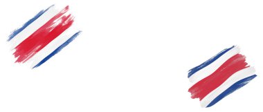 Beyaz Arkaplanda Kosta Rika ve Kosta Rika Bayrakları