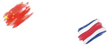 Beyaz Arkaplanda Çin ve Kosta Rika Bayrakları