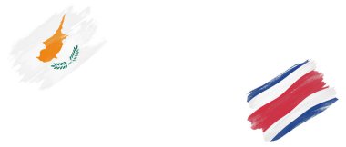 Kıbrıs ve Kosta Rika Bayrakları Beyaz Arkaplanda