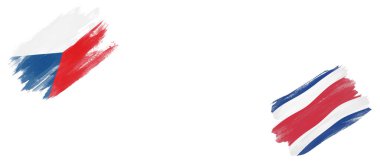 Beyaz Arkaplanda Çek Cumhuriyeti ve Kosta Rika Bayrakları