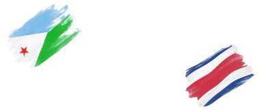 Beyaz Arkaplanda Kosta Rika Bayrakları