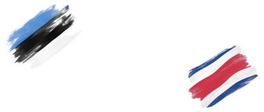 Beyaz Arkaplanda Estonya ve Kosta Rika Bayrakları