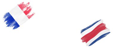 Beyaz Arkaplanda Fransa ve Kosta Rika Bayrakları