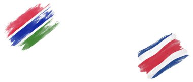 Beyaz Arkaplanda Gambiya ve Kosta Rika Bayrakları