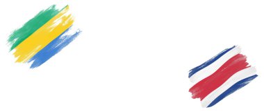 Beyaz Arkaplanda Gabon ve Kosta Rika Bayrakları