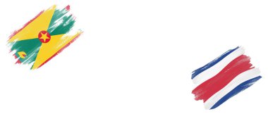 Beyaz Arkaplanda Grenada ve Kosta Rika Bayrakları