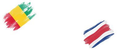 Beyaz Arkaplanda Gine ve Kosta Rika Bayrakları