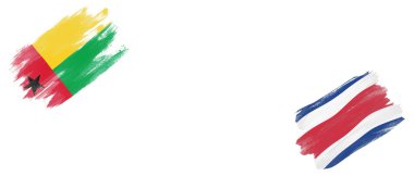 Beyaz Arkaplanda Gine Bissau ve Kosta Rika Bayrakları