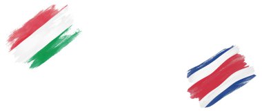 Beyaz Arkaplanda Macaristan ve Kosta Rika Bayrakları