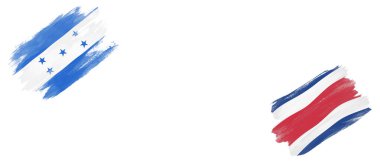 Beyaz Arkaplanda Honduras ve Kosta Rika Bayrakları