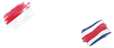 Beyaz Arkaplanda Endonezya ve Kosta Rika Bayrakları