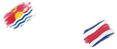 Beyaz Arkaplanda Kiribati ve Kosta Rika Bayrakları