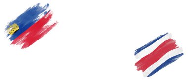 Beyaz Arkaplanda Lihtenştayn ve Kosta Rika Bayrakları