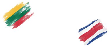 Beyaz Arkaplanda Litvanya ve Kosta Rika Bayrakları