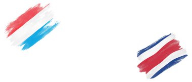 Beyaz Arkaplanda Lüksemburg ve Kosta Rika Bayrakları