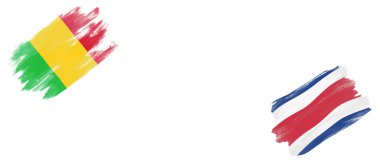 Beyaz Arkaplanda Mali ve Kosta Rika Bayrakları