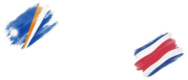 Beyaz Arkaplanda Marshall Adaları ve Kosta Rika Bayrakları