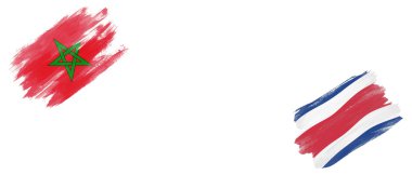 Beyaz Arkaplanda Fas ve Kosta Rika Bayrakları