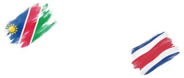 Beyaz Arkaplanda Namibya ve Kosta Rika Bayrakları