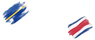 Beyaz Arkaplanda Nauru ve Kosta Rika Bayrakları