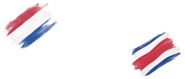 Beyaz Arkaplanda Hollanda ve Kosta Rika Bayrakları