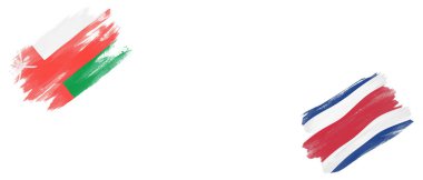 Umman ve Kosta Rika Bayrakları Beyaz Arkaplanda