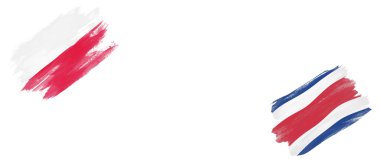 Beyaz Arkaplanda Polonya ve Kosta Rika Bayrakları