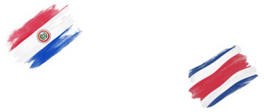 Beyaz Arkaplanda Paraguay ve Kosta Rika Bayrakları