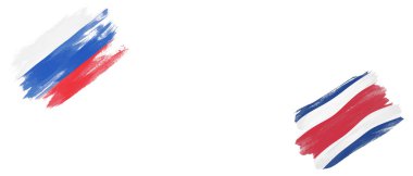 Beyaz Arkaplanda Rusya ve Kosta Rika Bayrakları