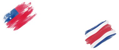 Beyaz Arkaplanda Samoa ve Kosta Rika Bayrakları