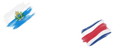 Beyaz Arkaplanda San Marino ve Kosta Rika Bayrakları