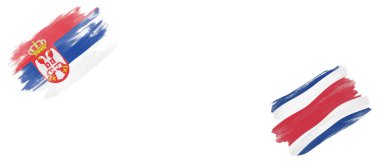 Sırbistan ve Kosta Rika Bayrakları Beyaz Arkaplanda