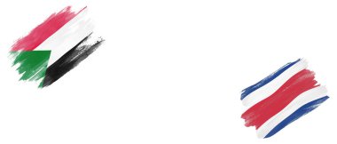 Beyaz Arkaplanda Sudan ve Kosta Rika Bayrakları