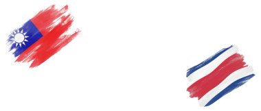 Beyaz Arkaplanda Tayvan ve Kosta Rika Bayrakları