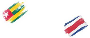 Beyaz Arkaplanda Togo ve Kosta Rika Bayrakları