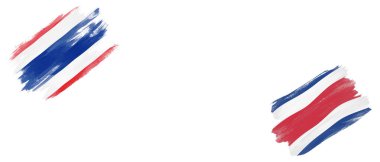 Beyaz Arkaplanda Tayland ve Kosta Rika Bayrakları