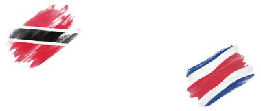 Beyaz Arkaplanda Trinidad ve Tobago ve Kosta Rika Bayrakları