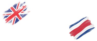 Beyaz Arkaplanda Birleşik Krallık ve Kosta Rika Bayrakları