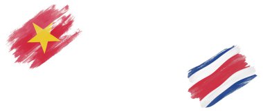 Beyaz Arkaplanda Vietnam ve Kosta Rika Bayrakları