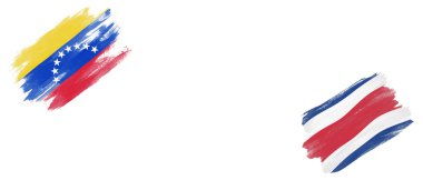 Beyaz Arkaplanda Venezuela ve Kosta Rika Bayrakları