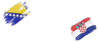 Bosna-Hersek ve Hırvatistan Beyaz Arkaplanda Bayraklar